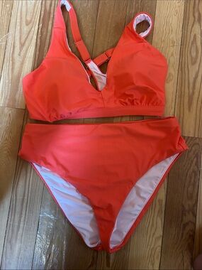 Title Nine Coral-Orange Bikini Set